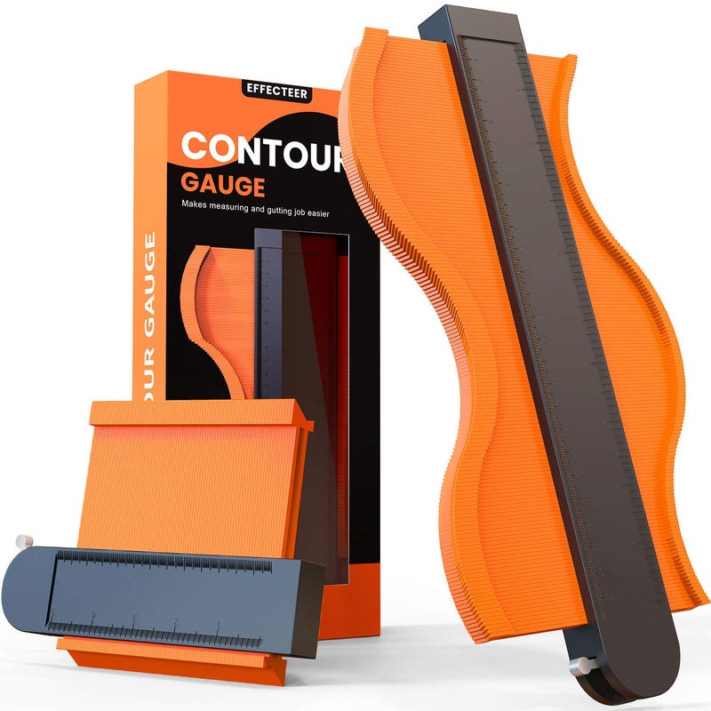EFFECTEER Contour Gauge Duplicator with Lock, 2 Pack Widen Shape Contour Duplication Gauge Profile Tool (5" & 10"), Precisely Copy Irregular Shape Instant Template for Corner, Pipe, Tile, Flooring, Molding - Image 1